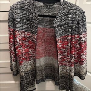 Ming Wang Women's Black, Red, and Gray 3/4 sleeve Blazer